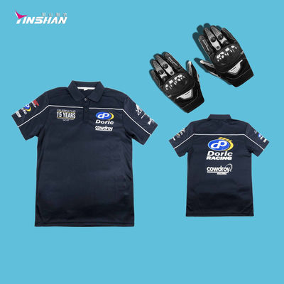 Attractive Black Sportswear Custom Printed Motorsport Polo Shirts for Sportswear Fans