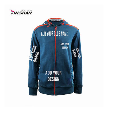 Custom Breathable Hoodie Polyester Cotton Fleece Long Sleeve Zip Up with Print Pattern