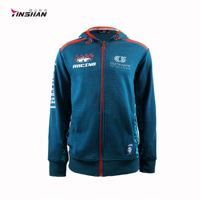 Custom Breathable Hoodie Polyester Cotton Fleece Long Sleeve Zip Up with Print Pattern